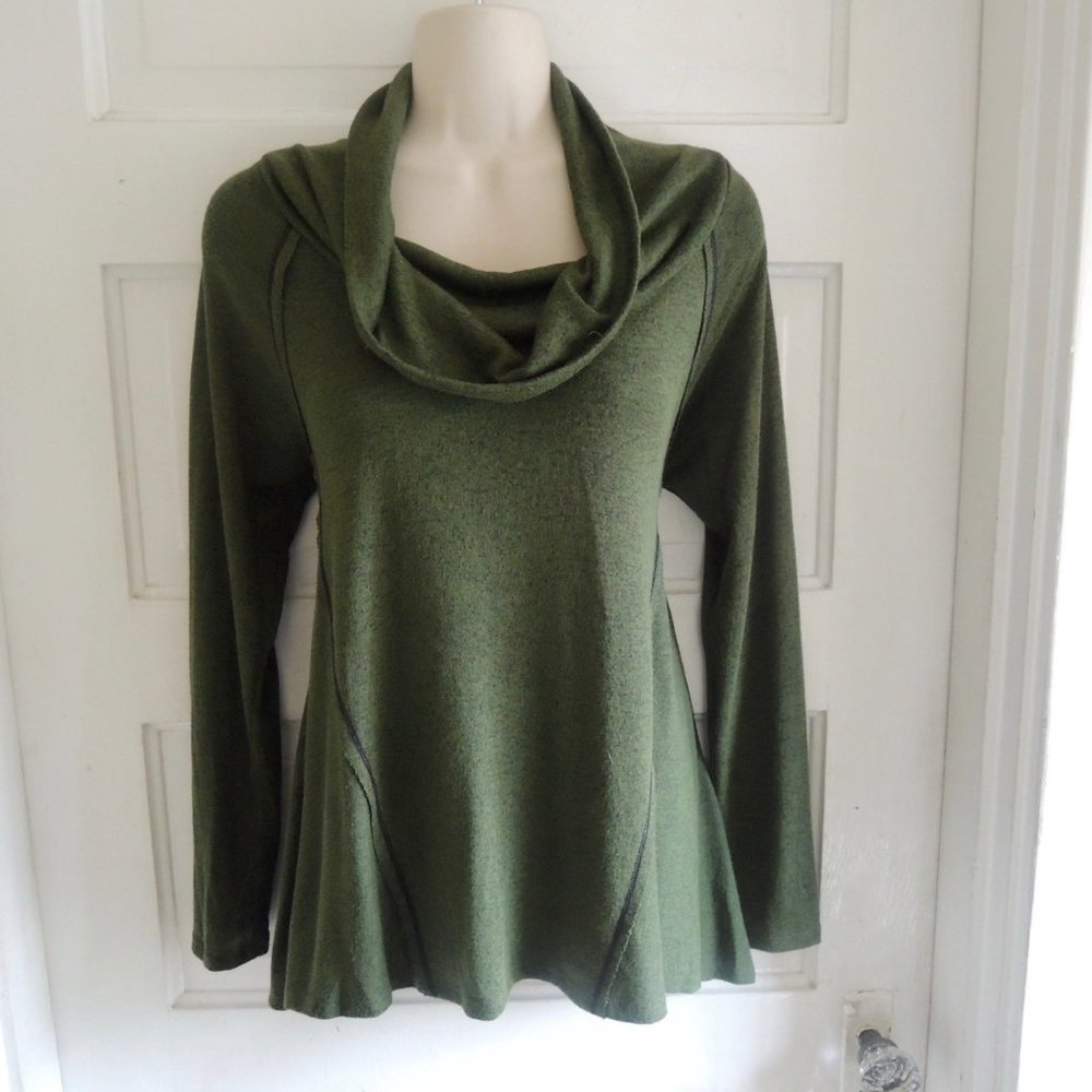 Michael Farrell Mossy Green Lagenlook Cowl Top S